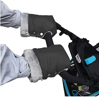 Zimske tople rokavice za otroški voziček, tople rokavice za otroški voziček, nepremočljive rokavice, črne