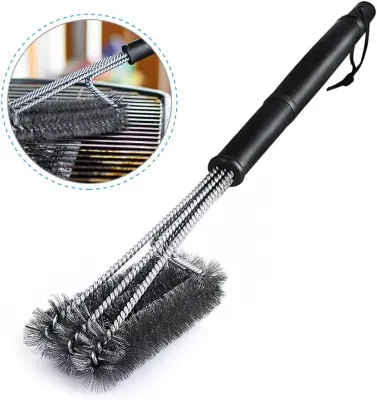 Krtače za žar, 18'' 3 v 1 Krtače za čiščenje žara Ščetke za čiščenje kuhinje iz nerjavečega jekla Krtače za žar z dolgim ročajem za orodje za žar za ž