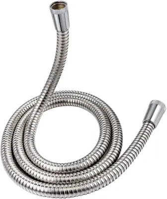 Cev za prho iz nerjavečega jekla, nadomestna cev z veliko izvrtino, s podložkami, kromiranimi proti zvijanju, za napeljave za kopalniško prho