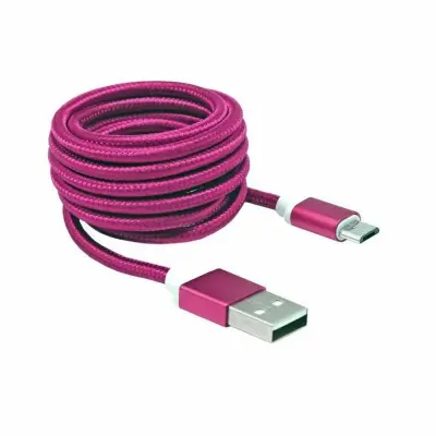 SBOX kabel USB A-B mikro 1,5m roza bombažna zaščita
