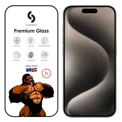 Ultra močno 3D steklo Connect Corning Gorilla za Apple iPhone 15 Pro Max Black