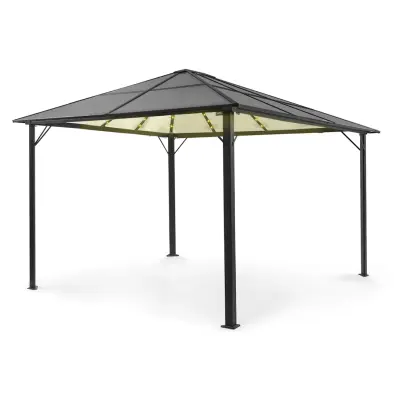 Blumfeldt Pantheon Solid Sky Ambient Solar, paviljon s streho, 3 x 4 m, polikarbonat, aluminij, osvetljen