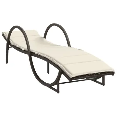 vidaXL Ležalnik z blazino rjav 60x199x42 cm poli ratan