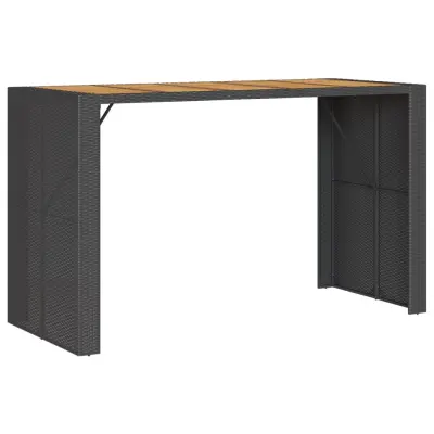 vidaXL Vrtna barska miza akacija črna 185x80x110 cm PE ratan