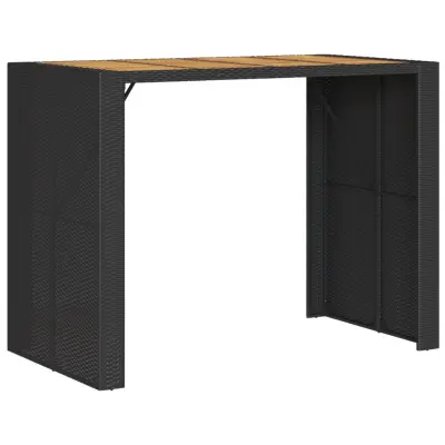 vidaXL Vrtna barska miza akacija črna 145x80x110 cm PE ratan
