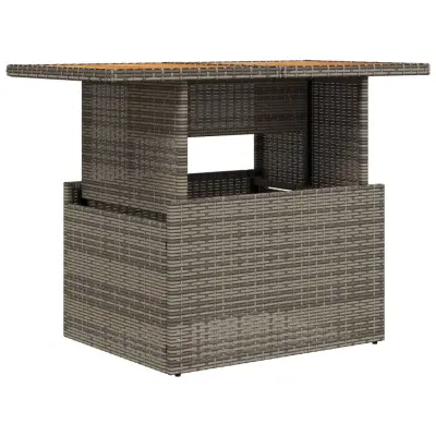 vidaXL Vrtna miza siva 100x55x73 cm poli ratan in akacijev les