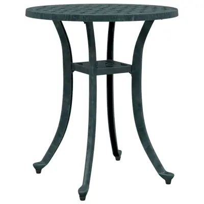 vidaXL Vrtna miza zelena Ø48x53 cm liti aluminij