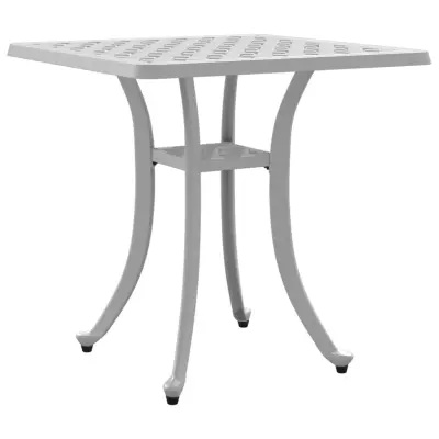 vidaXL Vrtna miza bela 53x53x53 cm liti aluminij