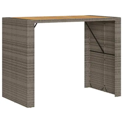 vidaXL Vrtna barska miza akacija siva 145x80x110 cm PE ratan