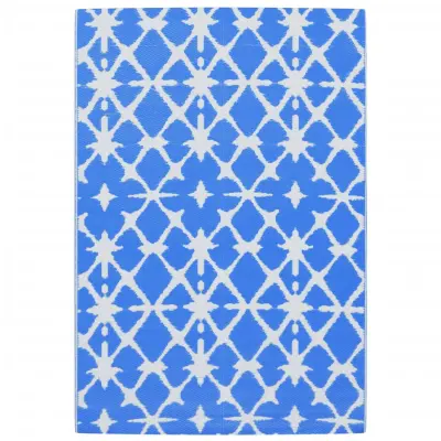 vidaXL Zunanja preproga ARAKIL modra in bela 140x200 cm PP