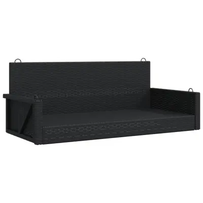 vidaXL Gugalna klop črna 119x56x48 cm poli ratan