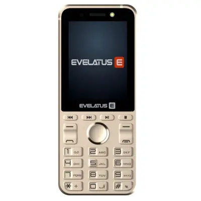 Mobilni telefon Evelatus Tron Slim Button z dvojno sim radijsko svetilko, fotoaparatom in dolgo življenjsko dobo baterije, zlato