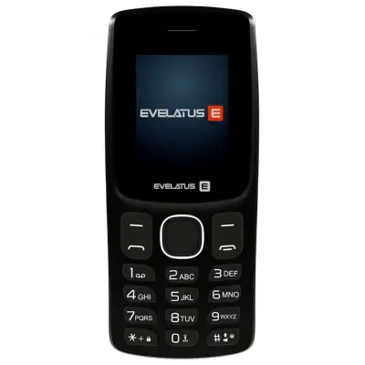 Mobilni telefon Evelatus Easy Button z dvojno sim radijsko svetilko, fotoaparatom in dolgo življenjsko dobo baterije, črna