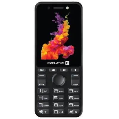 Mobilni telefon Evelatus Tron Slim Button z dvojno sim radijsko svetilko, kamero in dolgo življenjsko dobo baterije, črna