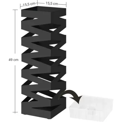 SONGMICS Kovinsko stojalo za dežnike s kljukicami in posodo za kapljice  LUC16B