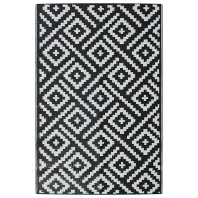 vidaXL Zunanja preproga ARAKIL bela in črna 120x180 cm PP