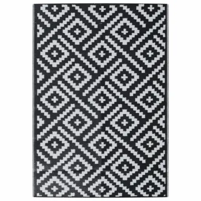 vidaXL Zunanja preproga ARAKIL bela in črna 140x200 cm PP