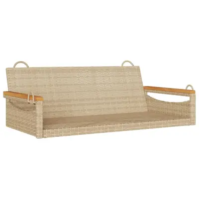 vidaXL Gugalna klop bež 109x62x40 cm poli ratan