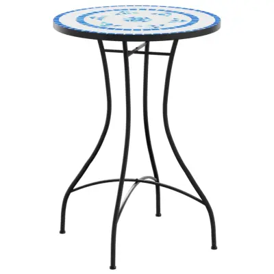 vidaXL Bistro mizica z mozaikom modra in bela Ø50x70 cm keramika