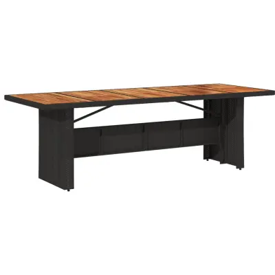 vidaXL Vrtna miza z leseno akacijevo ploščo črna 240x90x75 cm PE ratan