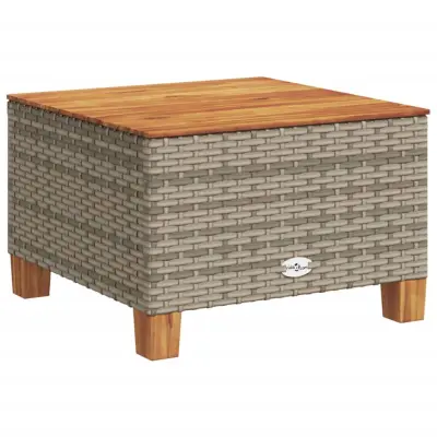 vidaXL Vrtna miza siva 55x55x36 cm poli ratan in akacijev les
