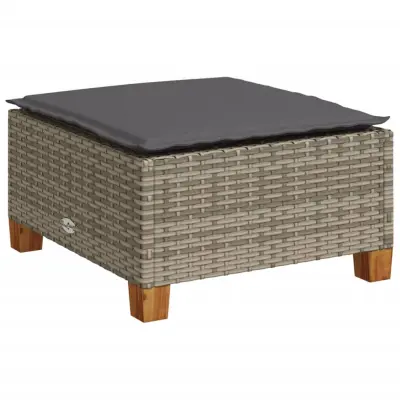 vidaXL Vrtni stolček z blazino siv 63,5x56x32 cm poli ratan