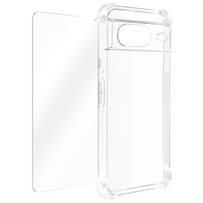 Ovitek za Google Pixel 8 z ojacanimi vogali iz kaljenega stekla 9H, Prozorno