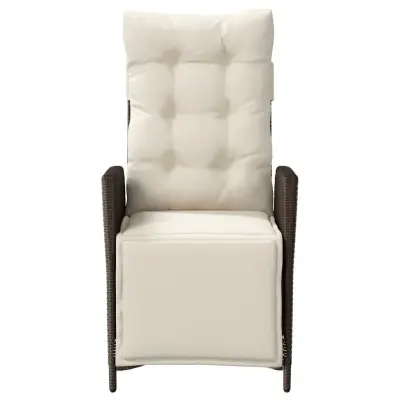 vidaXL Vrtni naslanjač z naslonom za noge rjav poli ratan