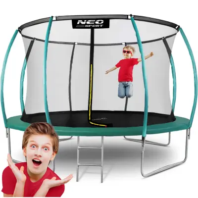 Profilirani vrtni trampolin 12ft/374cm z neo-športnimi notranjimi mrežami