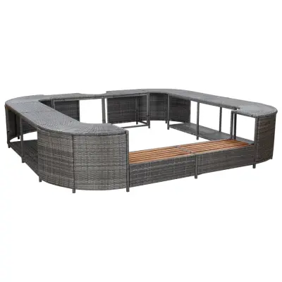 vidaXL Kvadraten okvir za masažno kad siv 268x268x55 cm poli ratan