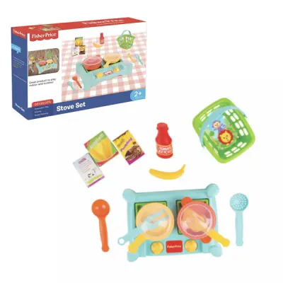 KUHALNA PLOŠČA S PRIPOMOČKI IN POSODO FISHER PRICE