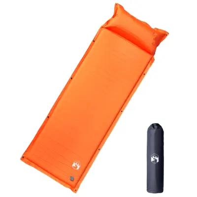 vidaXL Samonapihljivo ležišče za kampiranje z blazino 1 osebo oranžno