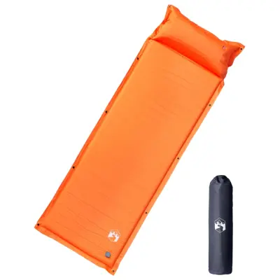 vidaXL Samonapihljivo ležišče za kampiranje z blazino 1 osebo oranžno