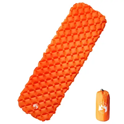 vidaXL Napihljivo ležišče za kampiranje za 1 osebo oranžno 190x58x6 cm