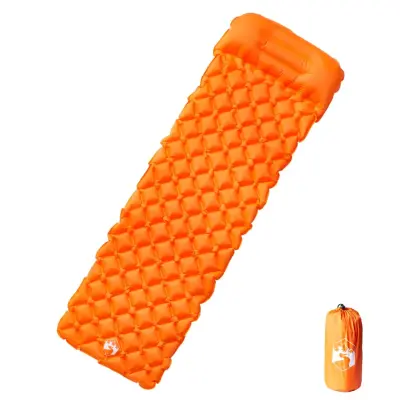 vidaXL Ležišče za kampiranje z blazino za 1 osebo oranžno