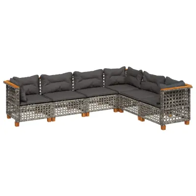 vidaXL Vrtna sedežna garnitura 6-delna z blazinami siv poli ratan