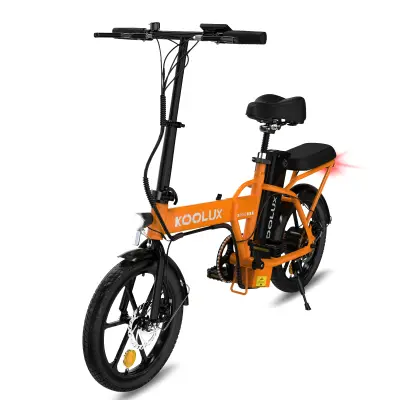 KOOLUX BK5 Zložljivo električno kolo 16*3,0 palcev 250W 36V 10,4Ah Fat Tire City Commuter EBike - oranžna