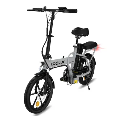 KOOLUX BK5 Zložljivo električno kolo 16*3,0 palcev 250W 36V 10,4Ah Fat Tire City Commuter EBike - srebrno