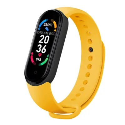 Pametna zapestnica iWear SM6 - merilnik telesne pripravljenosti IP67 s srčnim utripom in krvnim tlakom/družabnimi omrežji/monitorjem spanja, rumena