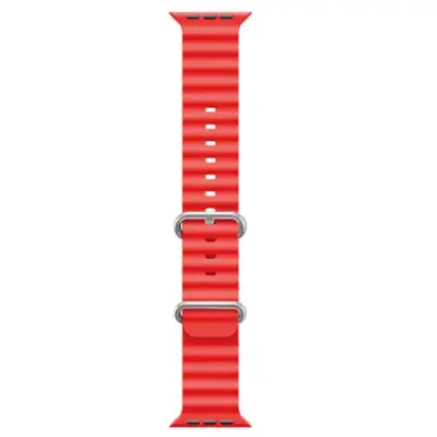 iWear S1 Grooved Soft Silicone 20 mm pas za Apple Watch 49 mm / 45 mm / 44 mm / 42 mm rdeč