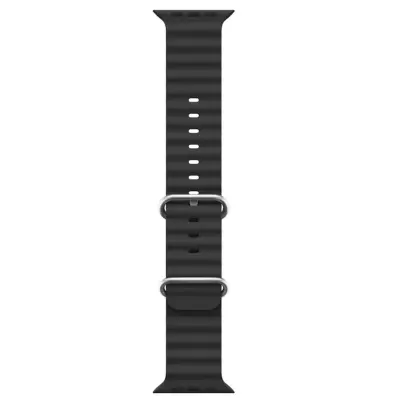 iWear S1 Grooved Soft Silicone 20 mm pas za Apple Watch 49 mm / 45 mm / 44 mm / 42 mm črn