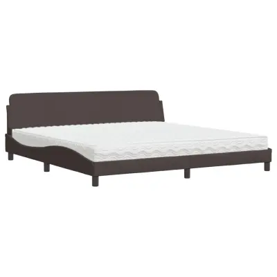 vidaXL Postelja z vzmetnico temno rjava 200x200 cm blago