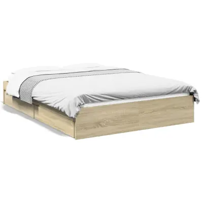 vidaXL Posteljni okvir s predali sonoma hrast 120x190cm inženirski les