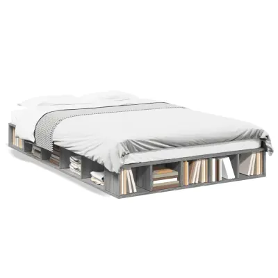 vidaXL Posteljni okvir siva sonoma 140x190 cm inženirski les