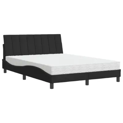 vidaXL Postelja z vzmetnico črna 140x190 cm žamet