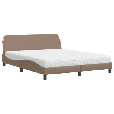 vidaXL Postelja z vzmetnico kapučino 160x200 cm umetno usnje