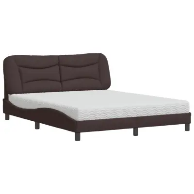 vidaXL Postelja z vzmetnico temno rjava 160x200 cm blago