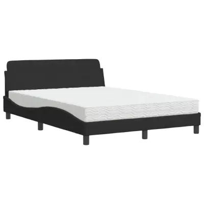 vidaXL Postelja z vzmetnico črna 120x200 cm žamet