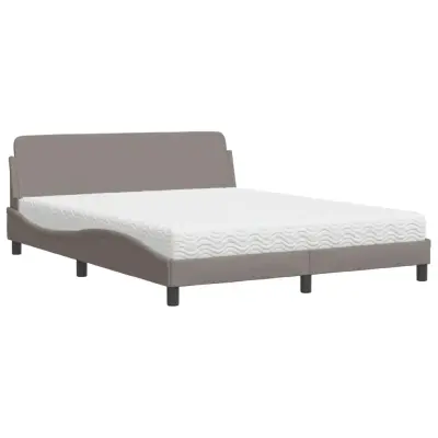vidaXL Postelja z vzmetnico taupe 160x200 cm blago