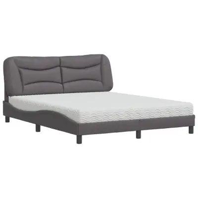 vidaXL Postelja z vzmetnico siva 160x200 cm umetno usnje